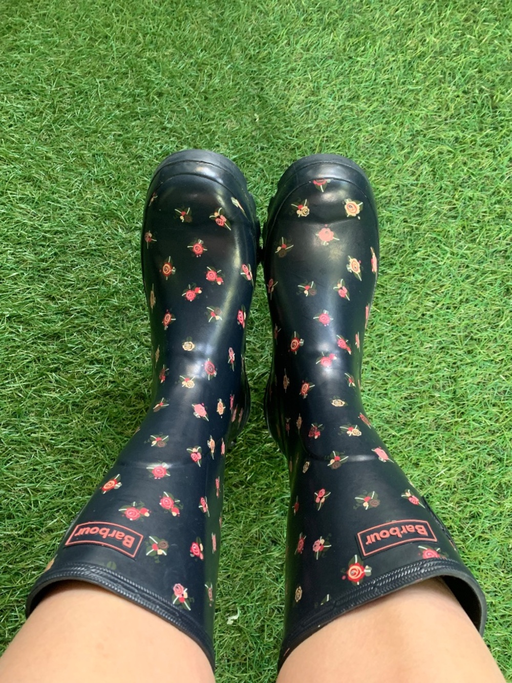 Barbour Wellington Mid Women's Rain Boots Floral Pattern Size UK 7 US 9